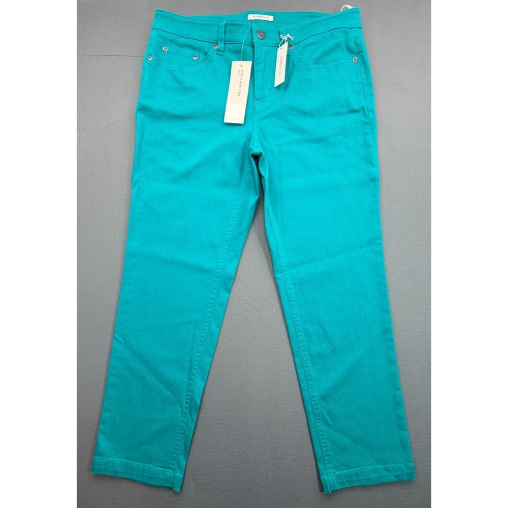 Jones New York Sport Petite Pants Aqua Green Rhinestone Stretch NWT | Womens 10P - Picture 7 of 15